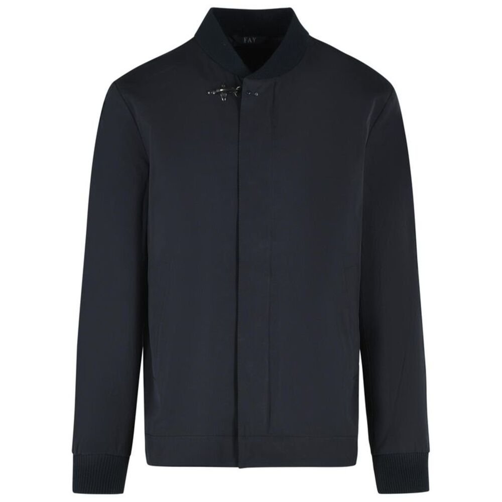 Fay Blue Cotton Blend Microfaille Bomber Jacket Men